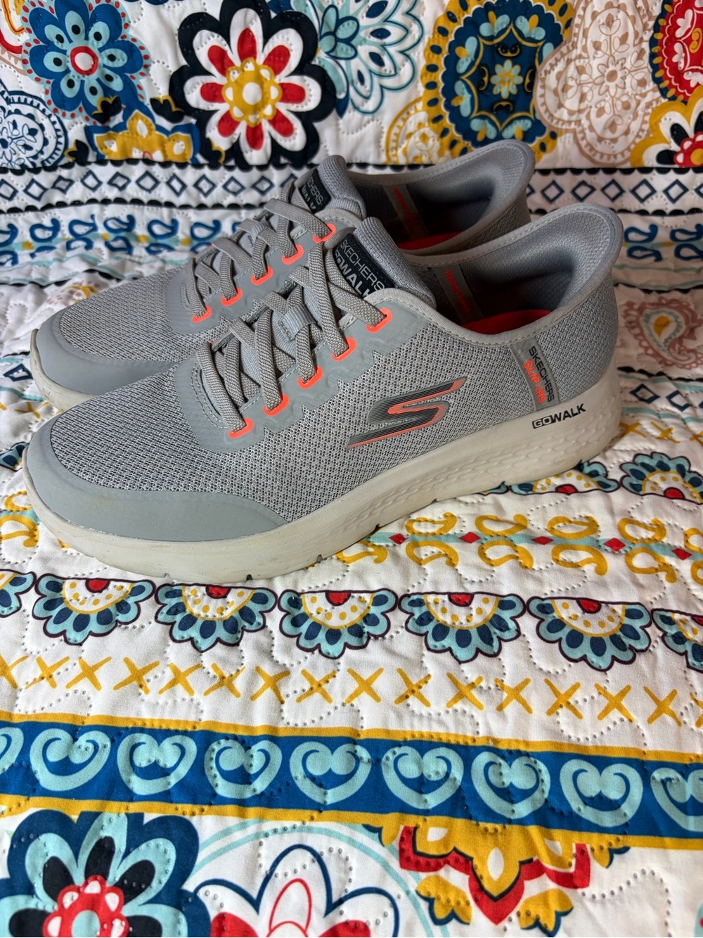 Skechers Gray Sneaker with Bright Orange Lining - Picture 3 of 8